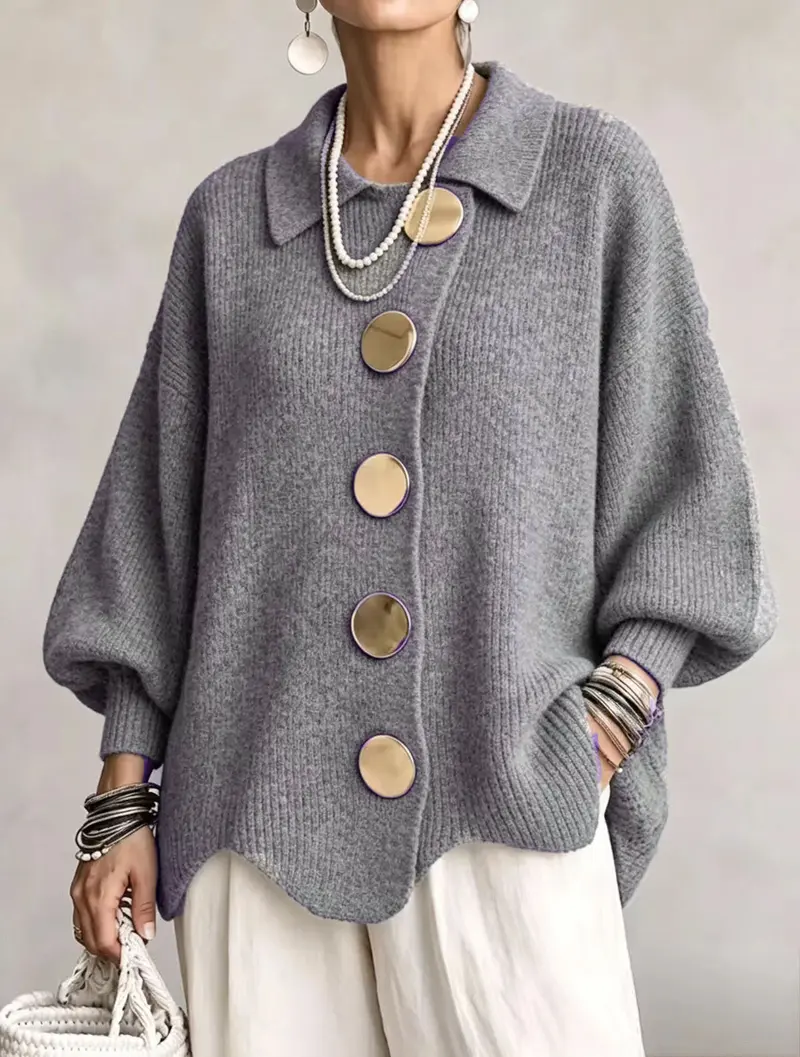 Women French Lapel Knit Cardigan