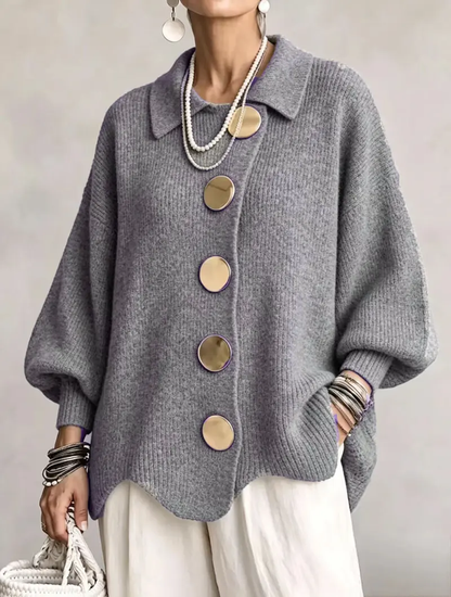 Women French Lapel Knit Cardigan