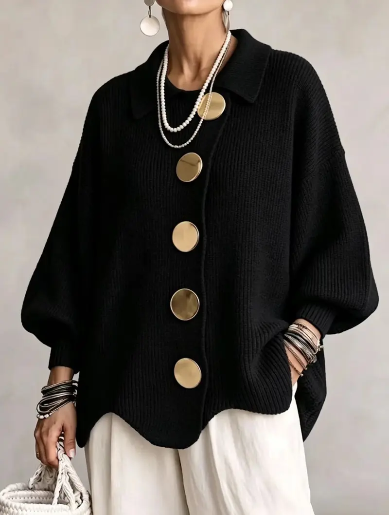 Women French Lapel Knit Cardigan