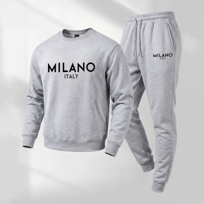 Men's Printed Hoodie and Drawstring Sweatpants Set