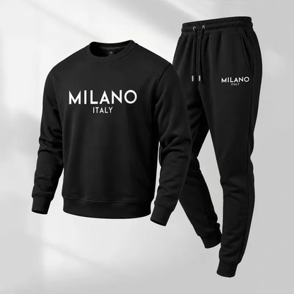 Men's Printed Hoodie and Drawstring Sweatpants Set