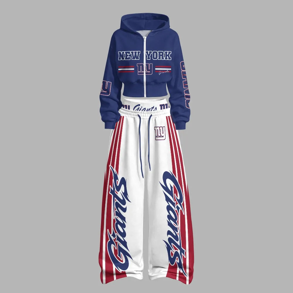New York Giants Zip-up hooded jacket and elastic-waist pants set | NFL