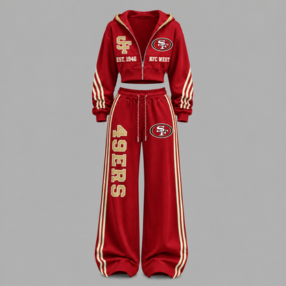 San Francisco 49ers-Unisex Loose-Short zip-up sweatshirt set