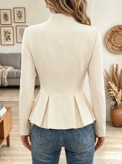 Women's Stand Collar Pleated Peplum Blazer