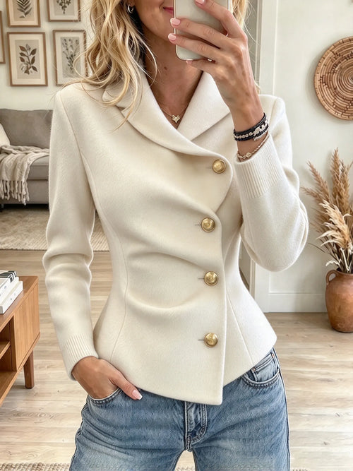 Women's Asymmetric Draped Lapel Woolen Jacket